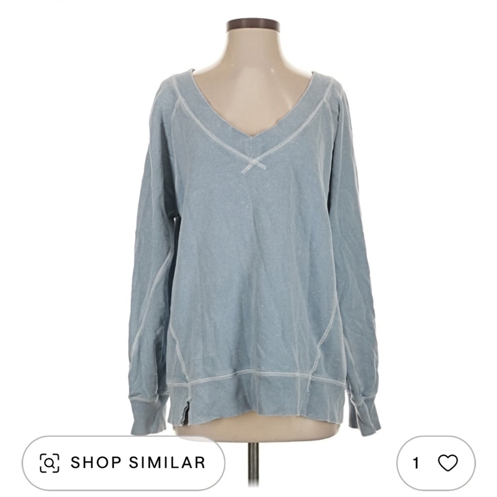 Women's Blue V-Neck Top